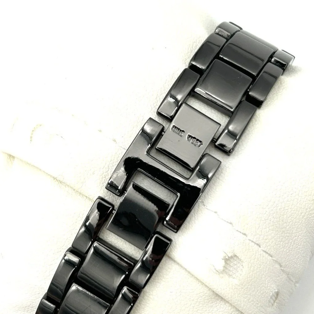 Vintage Y2K Nine West Women's Black Gunmetal Watch Pink Hands NW/2435YF Box